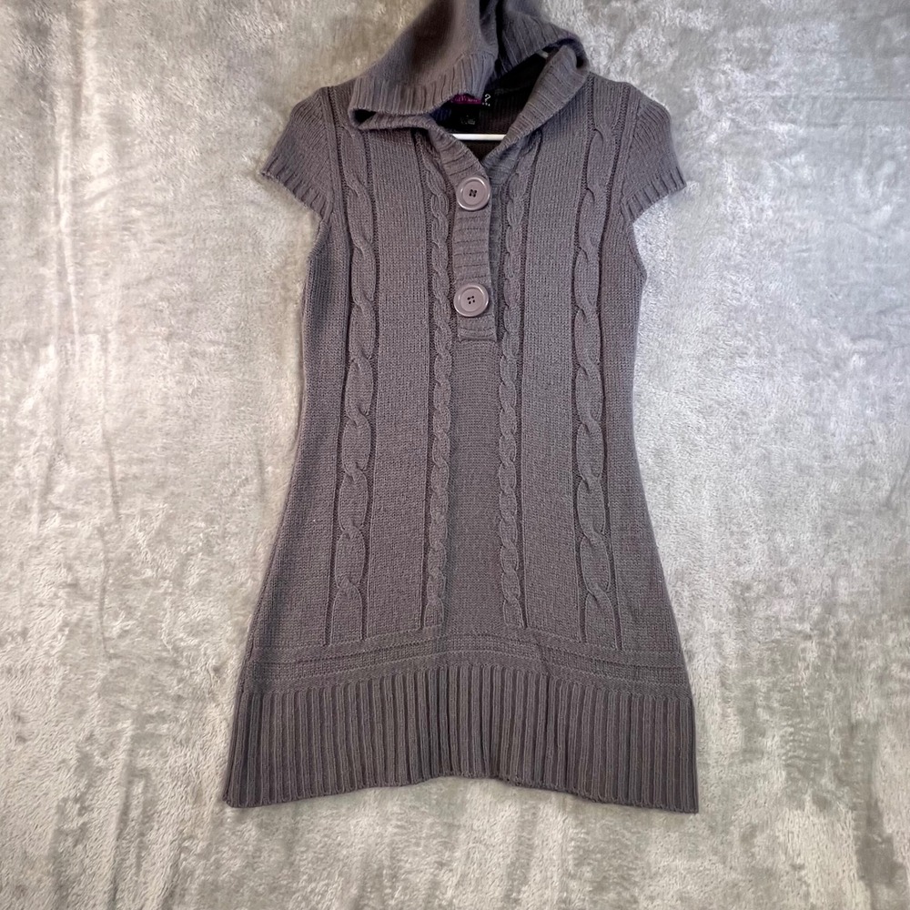 Say What‎ Cable Knit Sleeveless Hoodie Dress Junior Size L Y2K